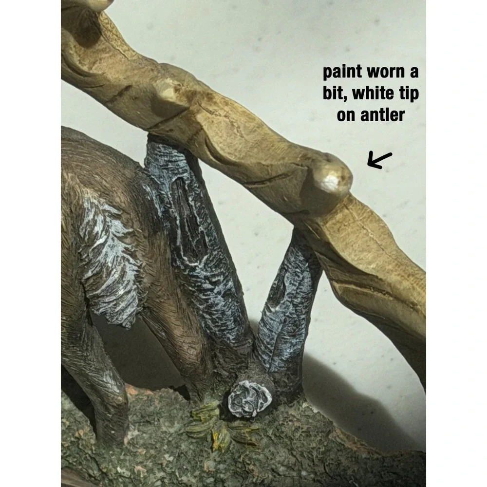 Deer Antler With Deer In The Woods Resin 11.25